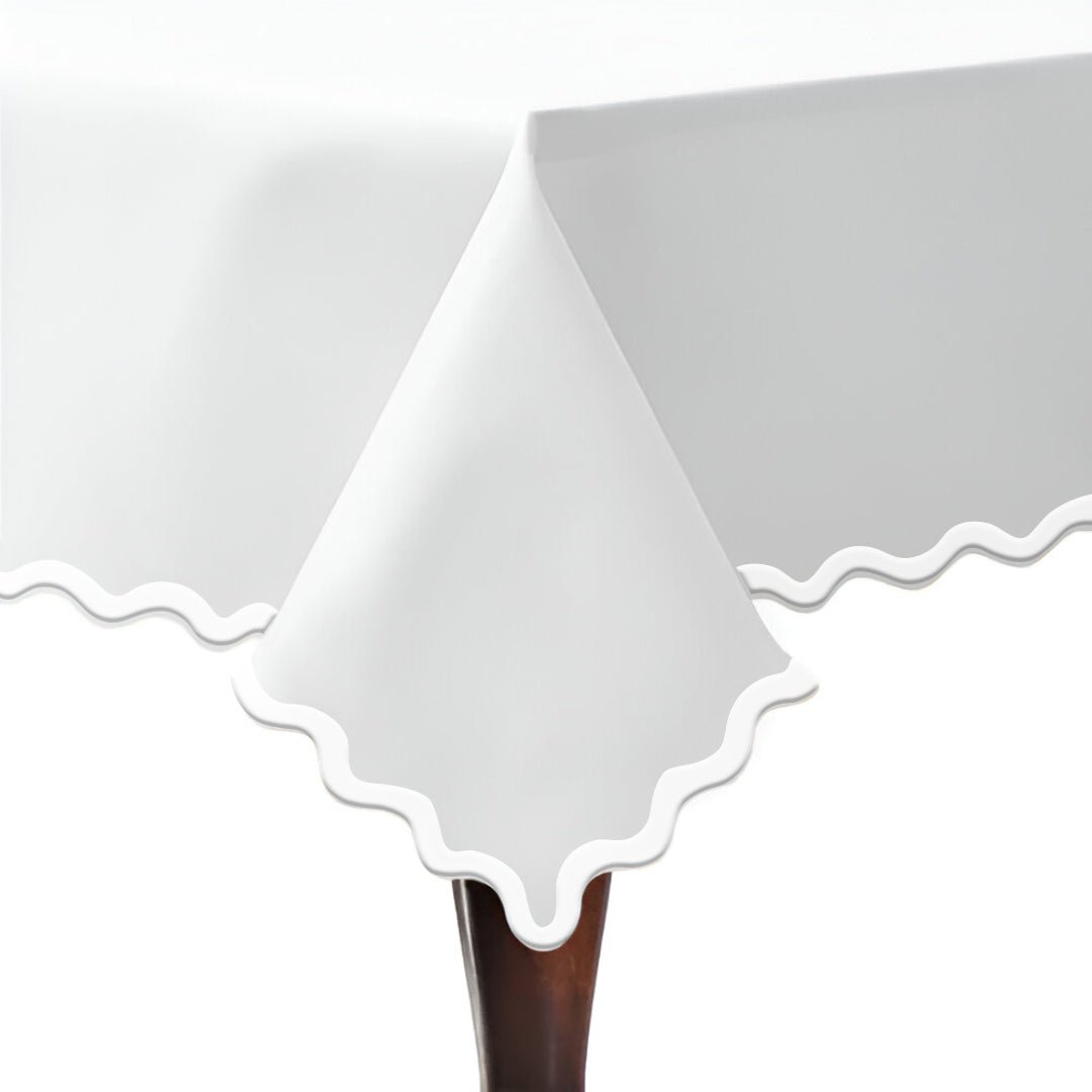 Applique Scalloped Embroidery Cotton Table Cloth - themonogram manor 