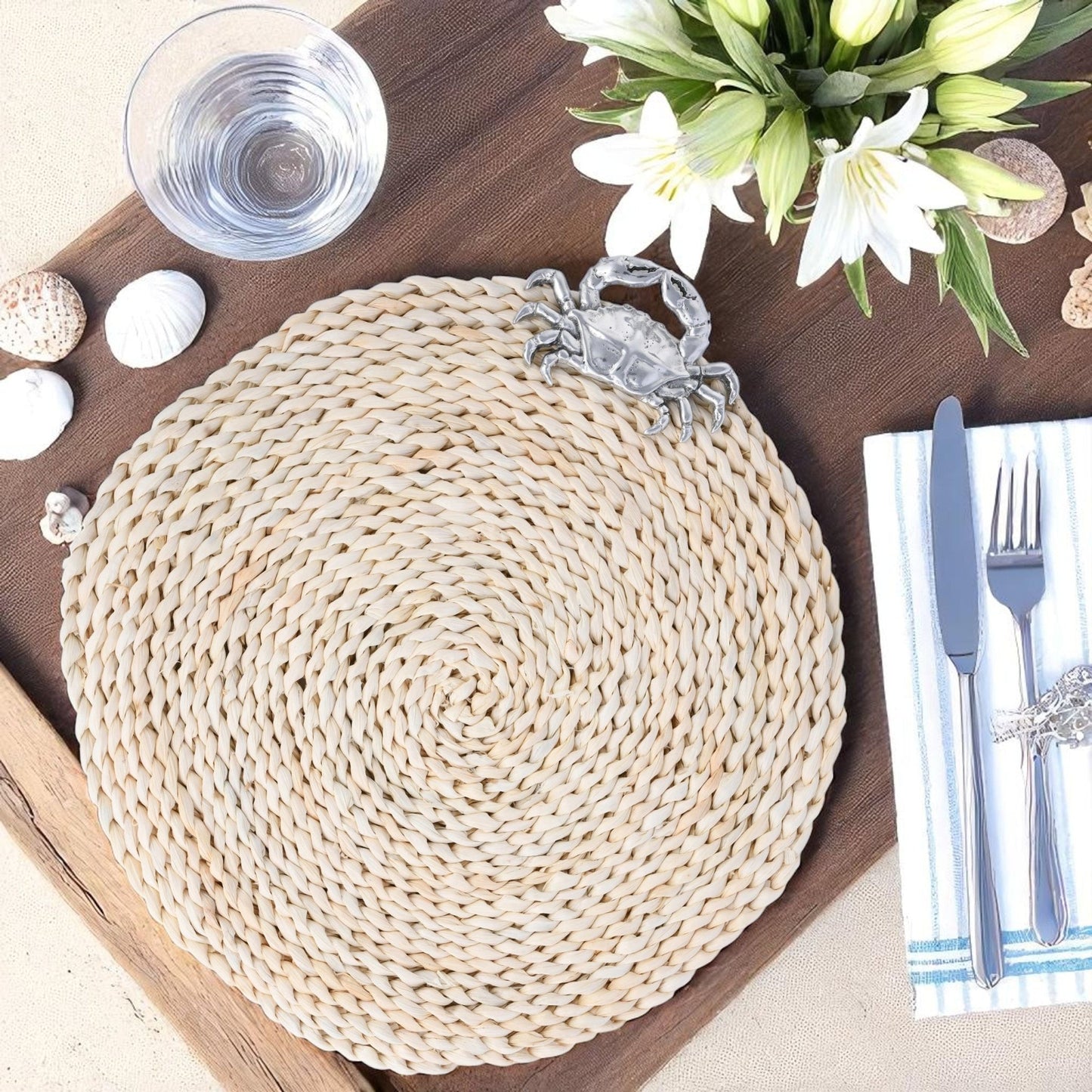Crab Twisted Seagrass Placemats - set of 4 - themonogram manor 
