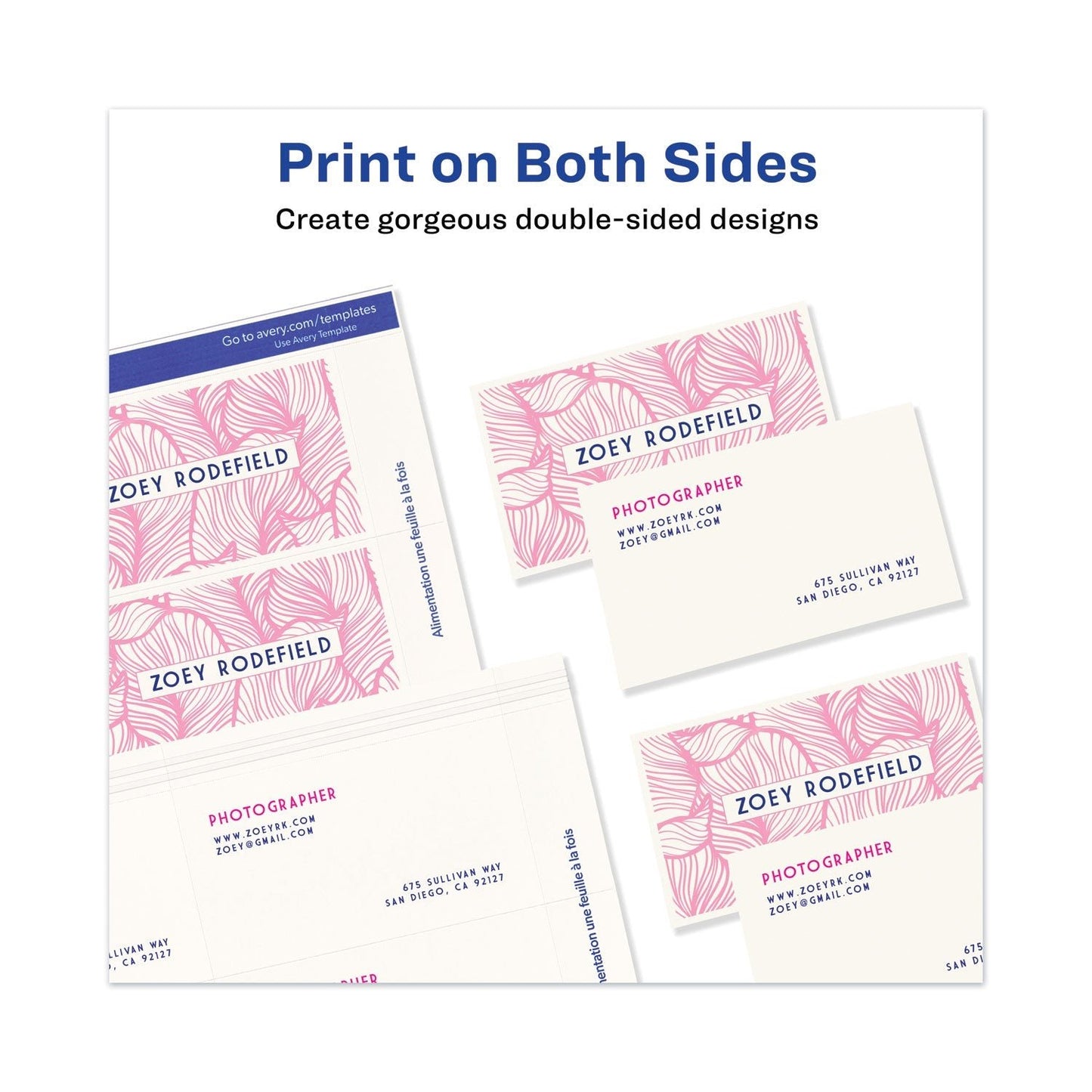Avery Printable Microperforated Business Cards w/Sure Feed Technology, Inkjet, 2 x 3.5, White, 250 Cards, 10/Sheet, 25 Sheets/Pack - themonogram manor 