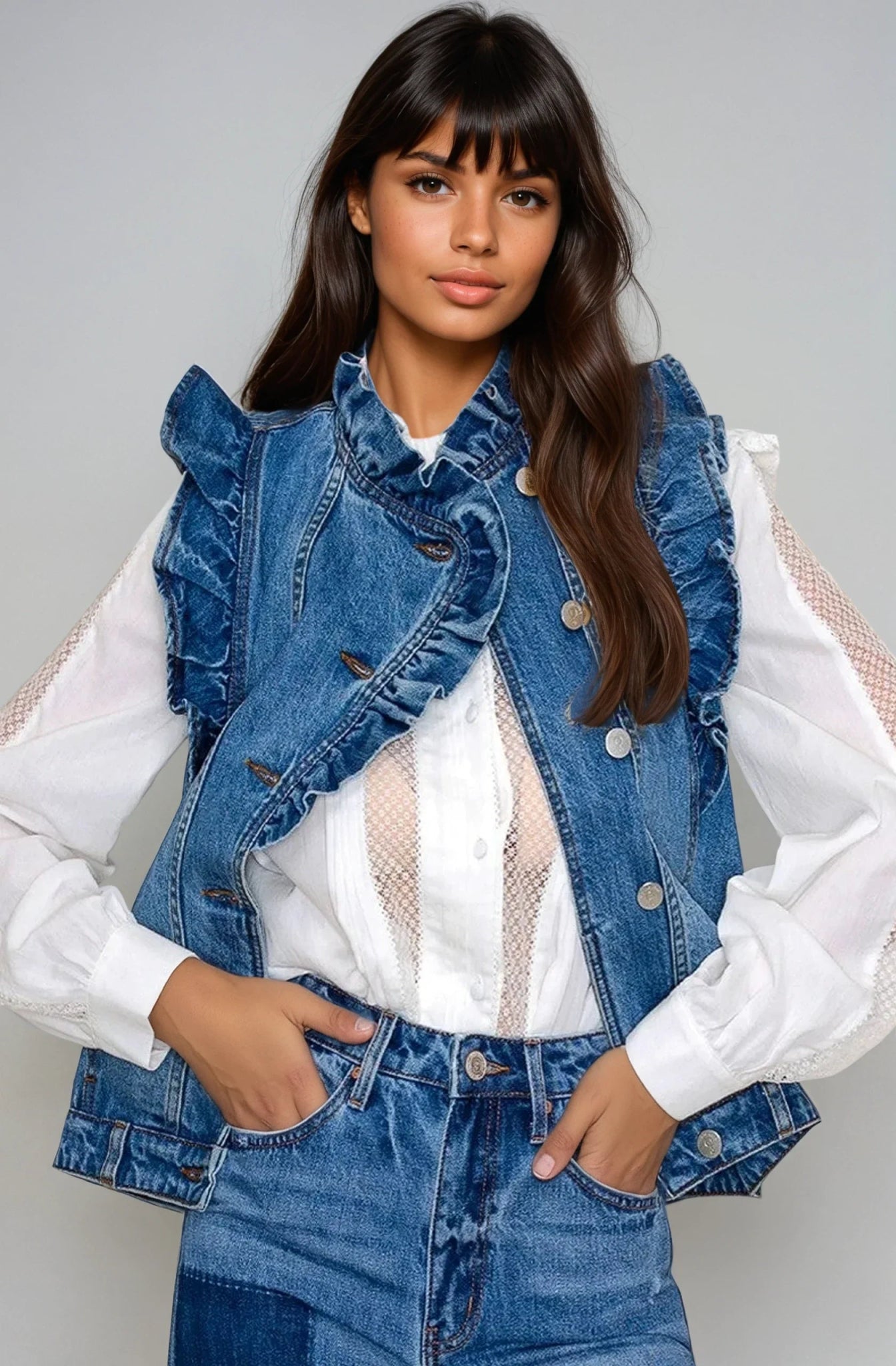 RUFFLE DENIM VEST - themonogram manor 