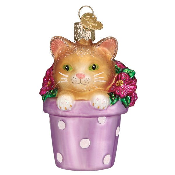 Kitten In Flower Pot Ornament - themonogram manor 