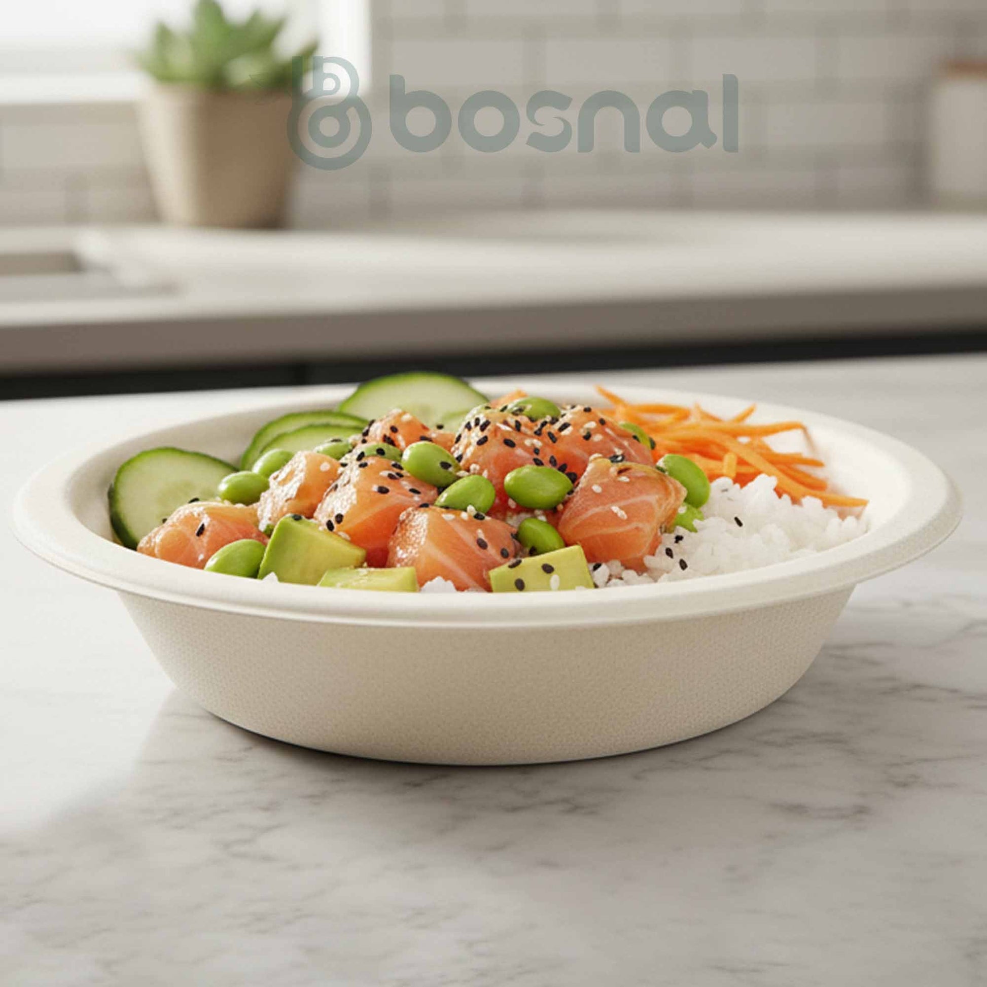 Bosnal – Sugarcane Bagasse Compostable 10 inch & 7 inch Round Plates with 16 Oz Bowls and Cutlery - themonogram manor 