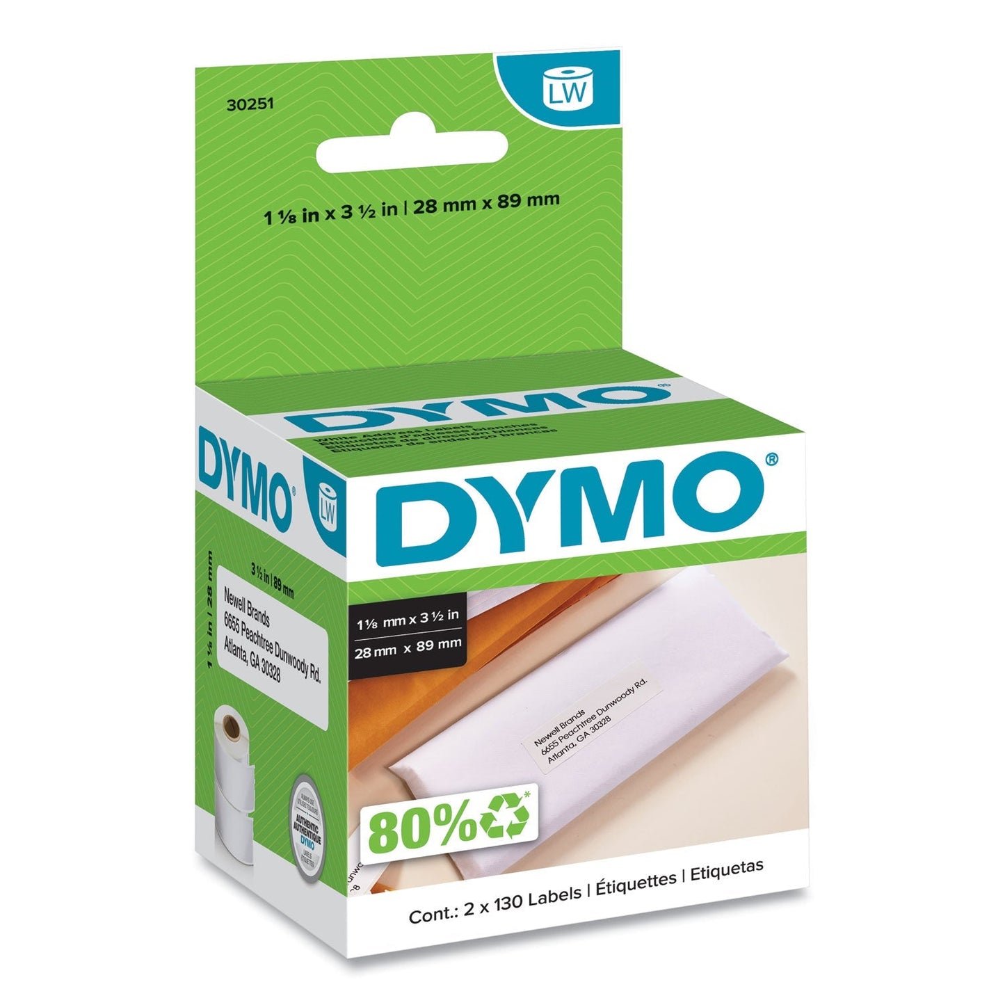 DYMO LabelWriter Address Labels, 1.12" x 3.5", White, 130 Labels/Roll, 2 Rolls/Pack - themonogram manor 