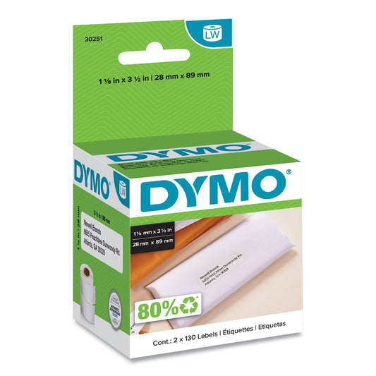 DYMO LabelWriter Address Labels, 1.12" x 3.5", White, 130 Labels/Roll, 2 Rolls/Pack - themonogram manor 