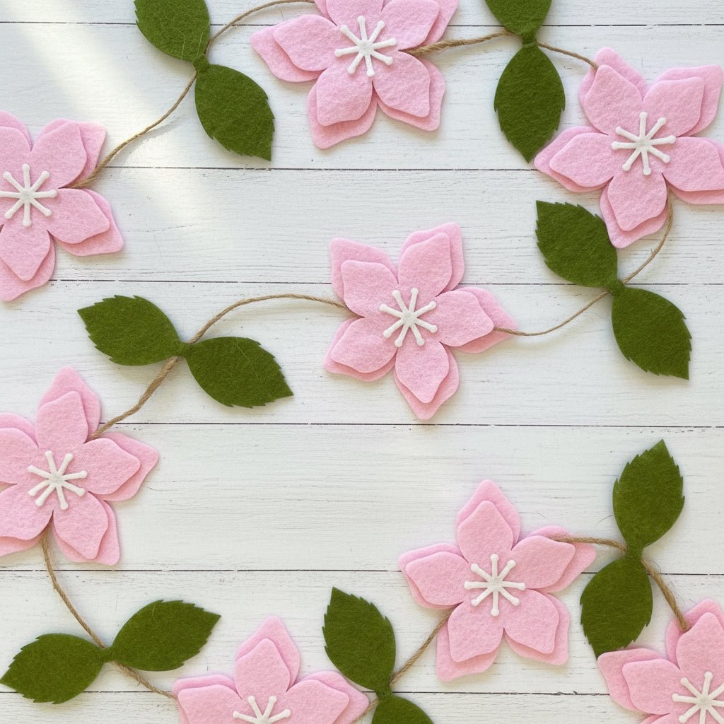 Pink Flower Felt Garland - themonogram manor 
