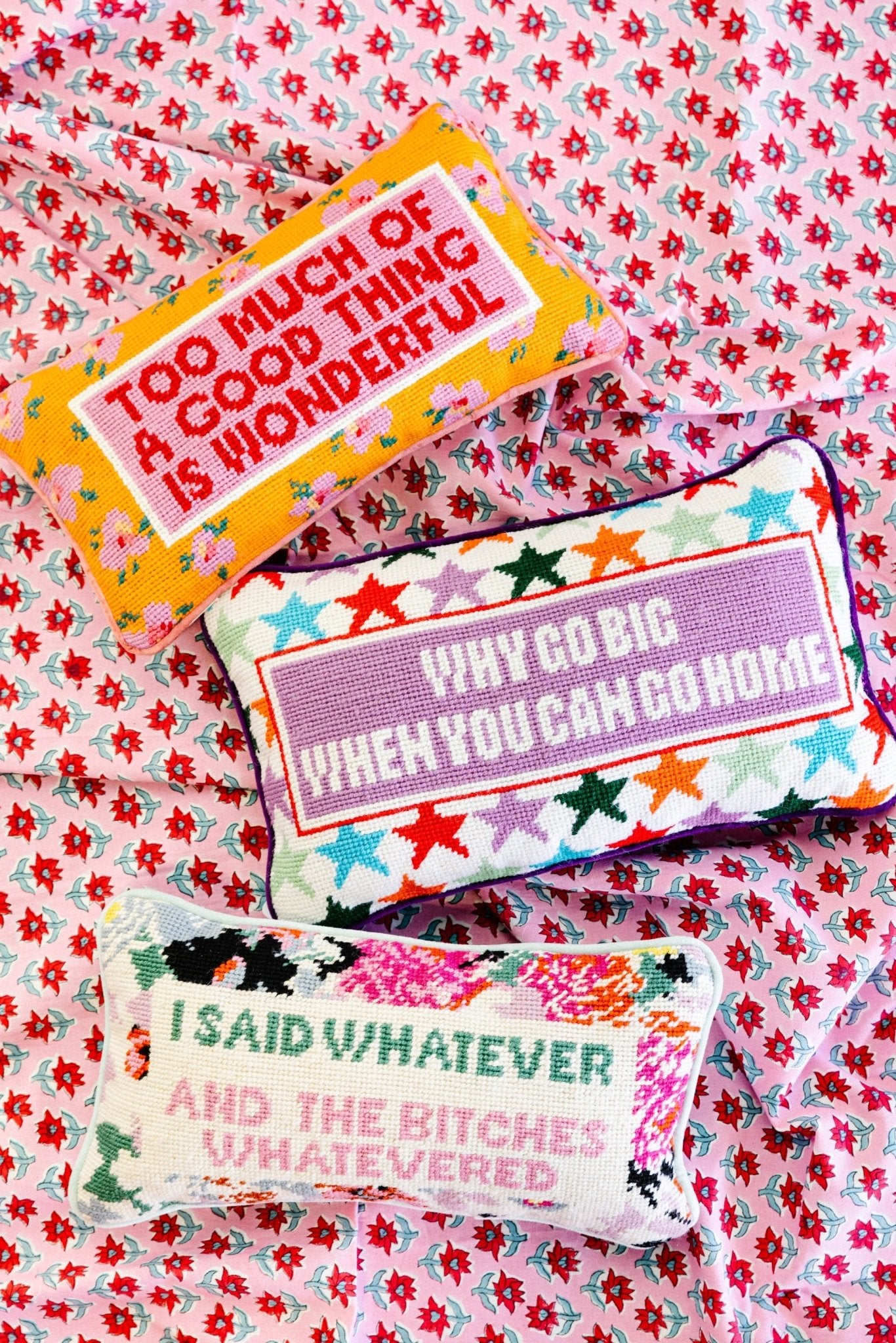 Too Much Needlepoint Pillow - themonogram manor 