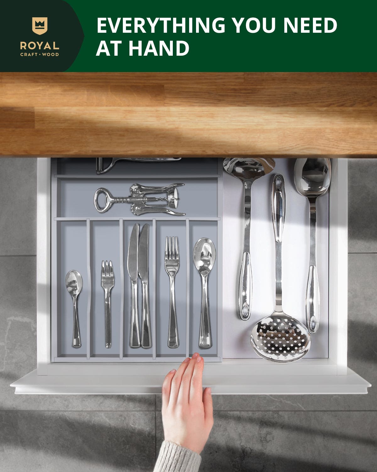 Basic Silverware Drawer Organizer, Gray - themonogram manor 