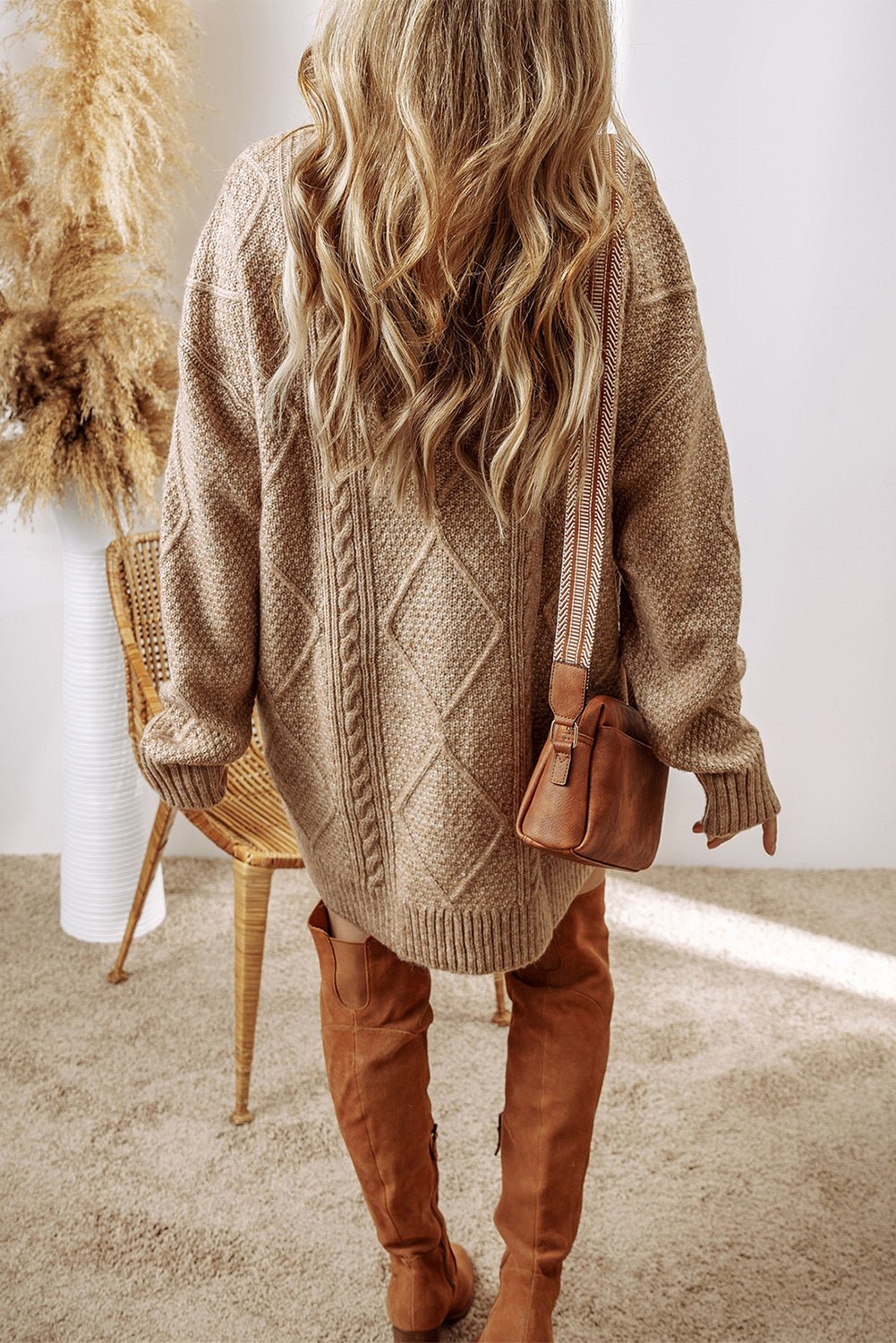Cable Knit Sweater Dress - themonogram manor 
