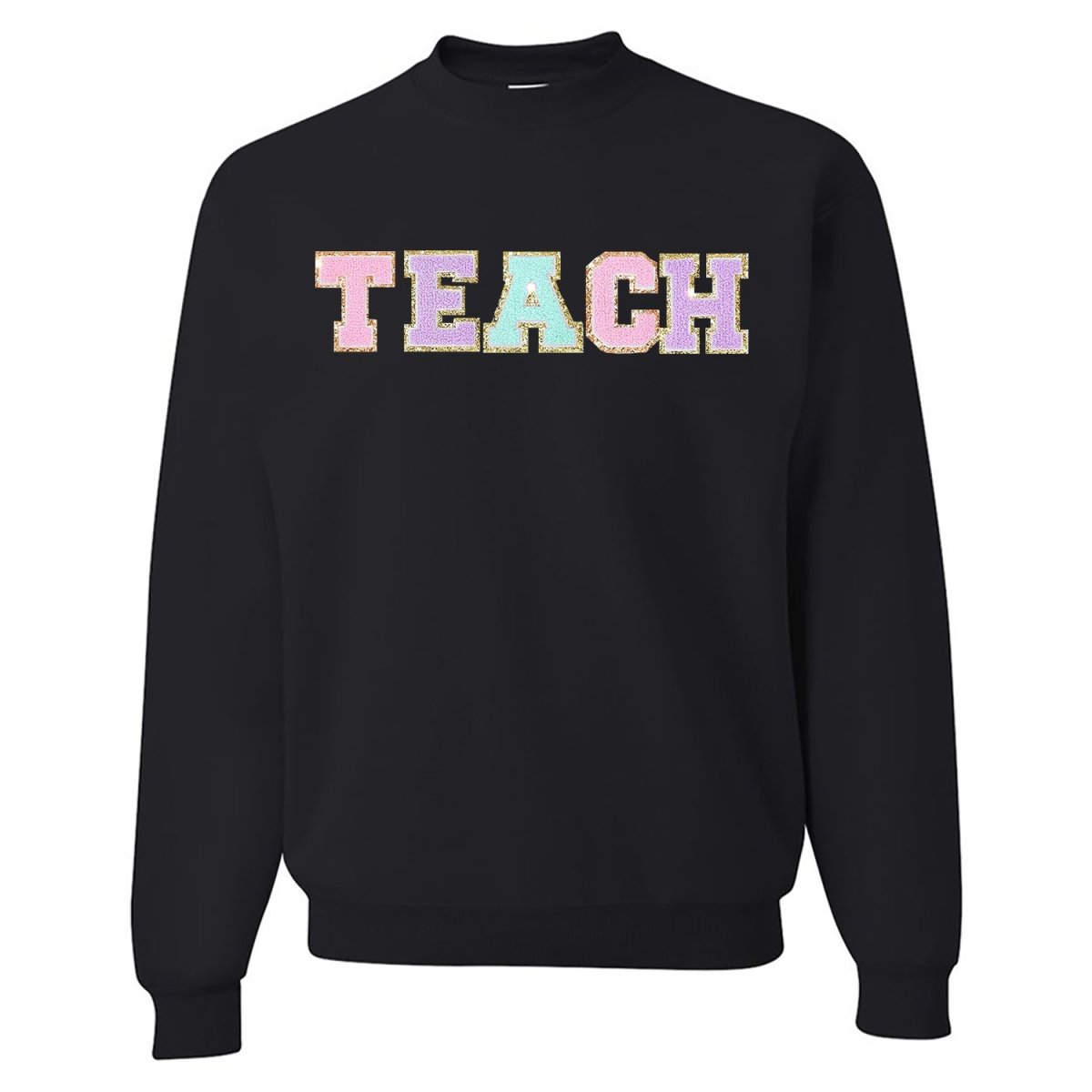 Teach Letter Patch Crewneck Sweatshirt - themonogram manor 