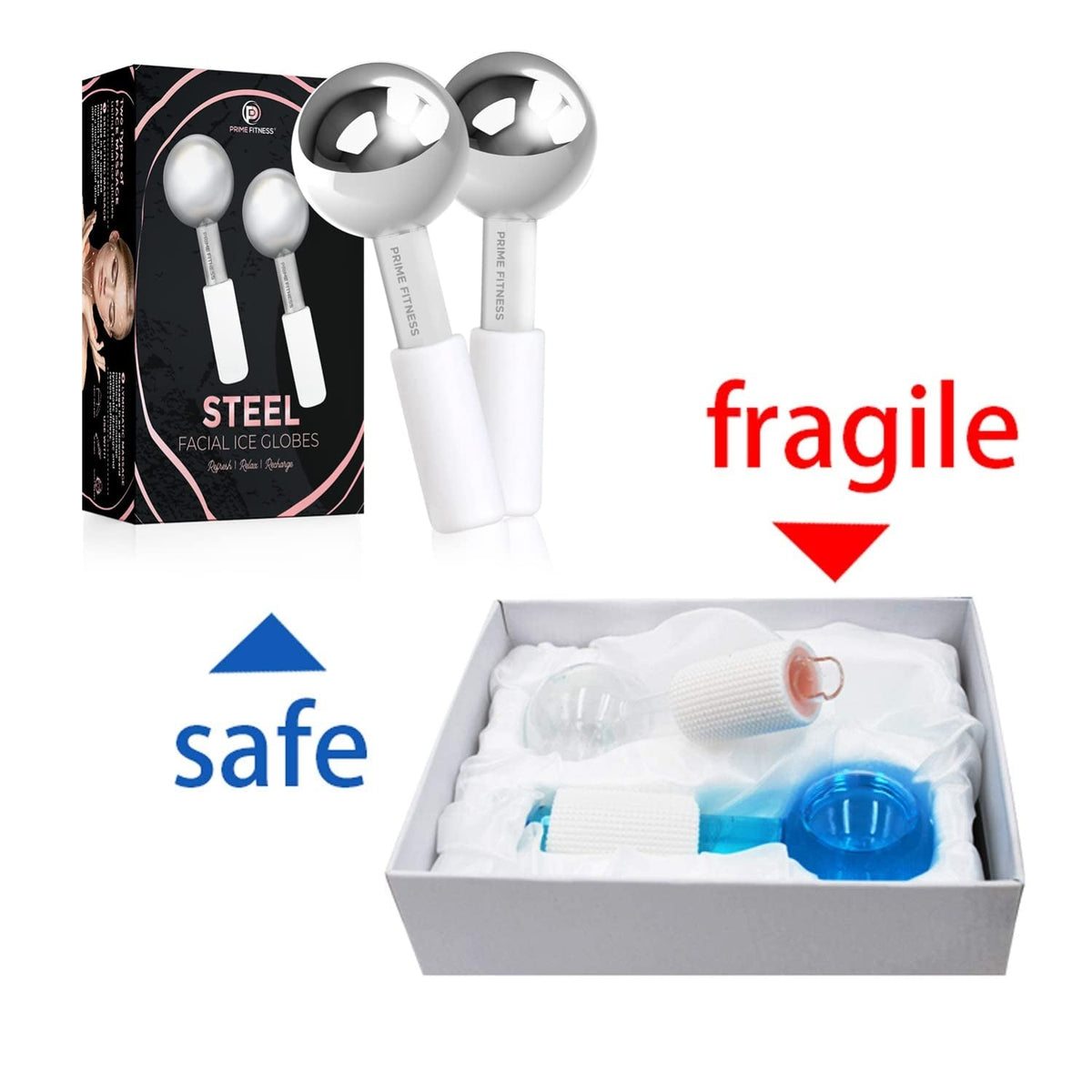 Ice Globes for Facials | Unbreakable Steel Cooling Roller | Cryo Sticks for Face | Massager for Face Neck & Eyes | Skin Care for Dark Circles, Puffiness, Wrinkles, Collagen Production (White) - themonogram manor 