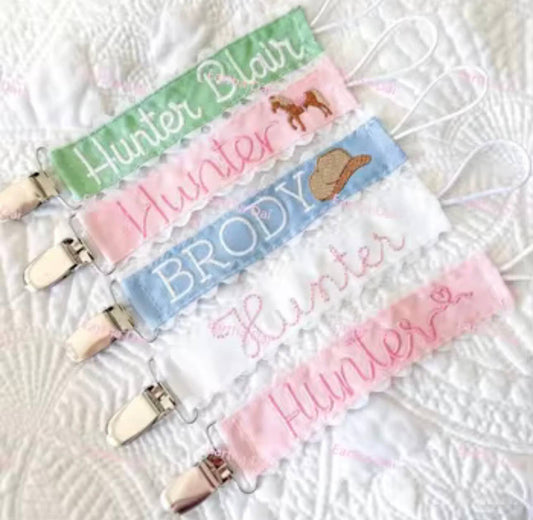 Pacifier Clip, Monogram-able Assorted Colors - themonogram manor 