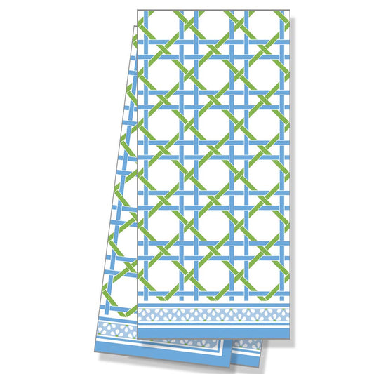 Cotton Tea Towel Blue + Green Basketweave - themonogram manor 
