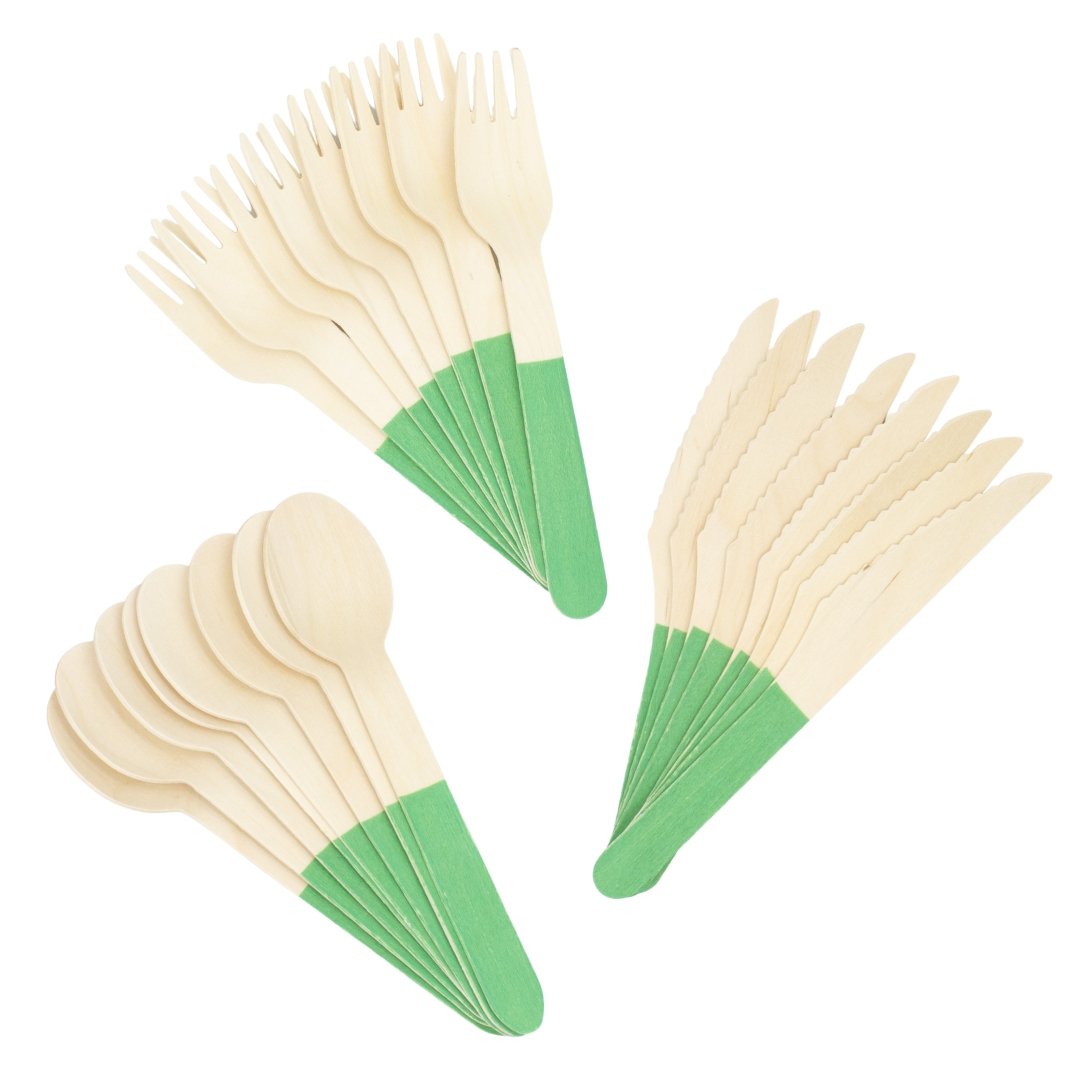 Green Wooden Utensil Set – 24ct | ON SALE!! - themonogram manor 