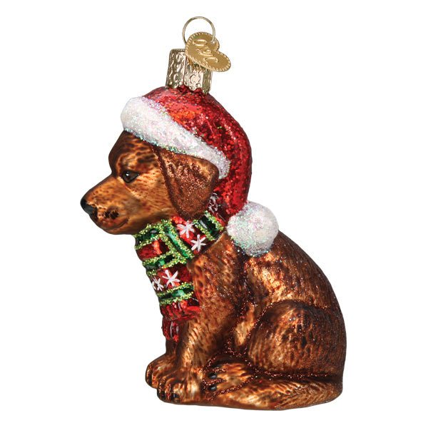 Holiday Chocolate Labrador Pup Ornament - themonogram manor 