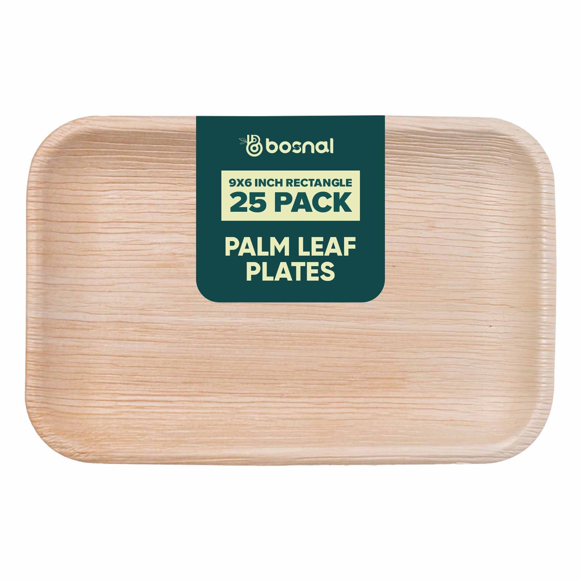 Bosnal - Palm Leaf Biodegradable Plates, 9 x 6 inch Rectangle - themonogram manor 