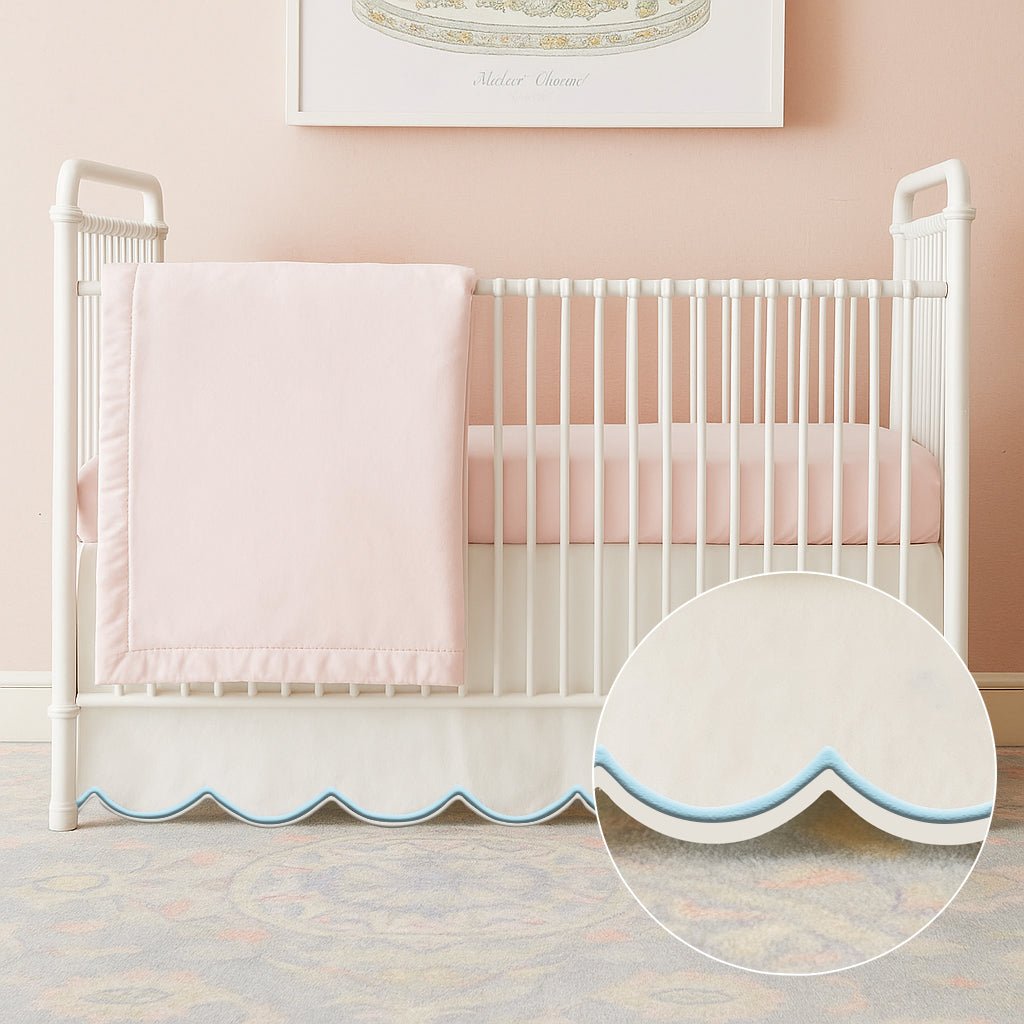 Scallop Embroidery Cotton Crib Skirt - themonogram manor 