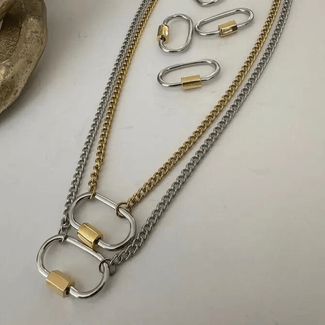 Two Tone Lock Necklace ~ Deep South Originals - themonogram manor 