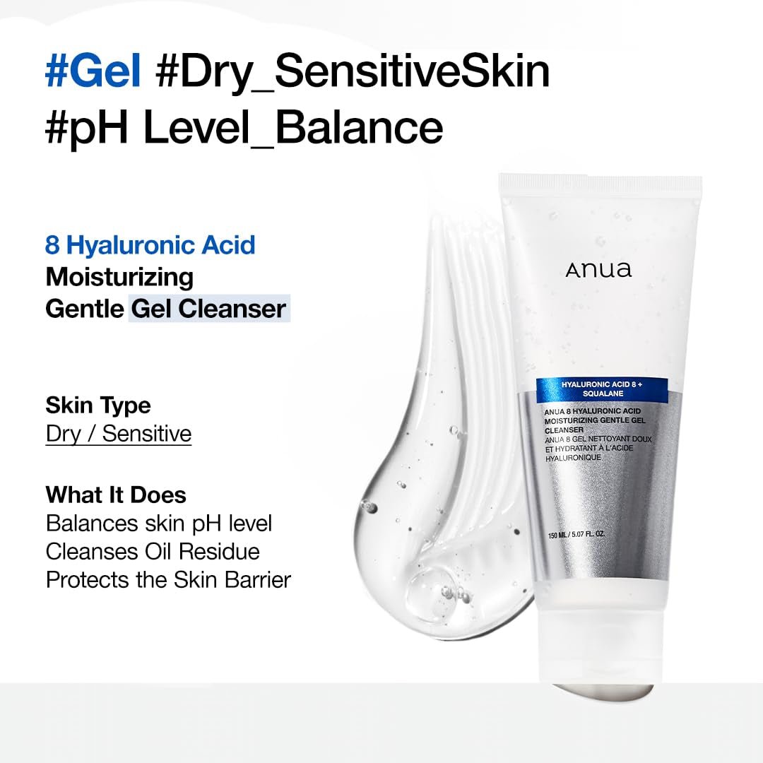 Moisturizing Gentle Gel Cleanser, Hyaluronic Acid, Squalane, Ceramide, Foaming Facial Korean Cleanser, Ph Balance, Daily Hydrating Face Wash, Korean Skincare (150Ml/5.07Fl Oz.) - themonogram manor 