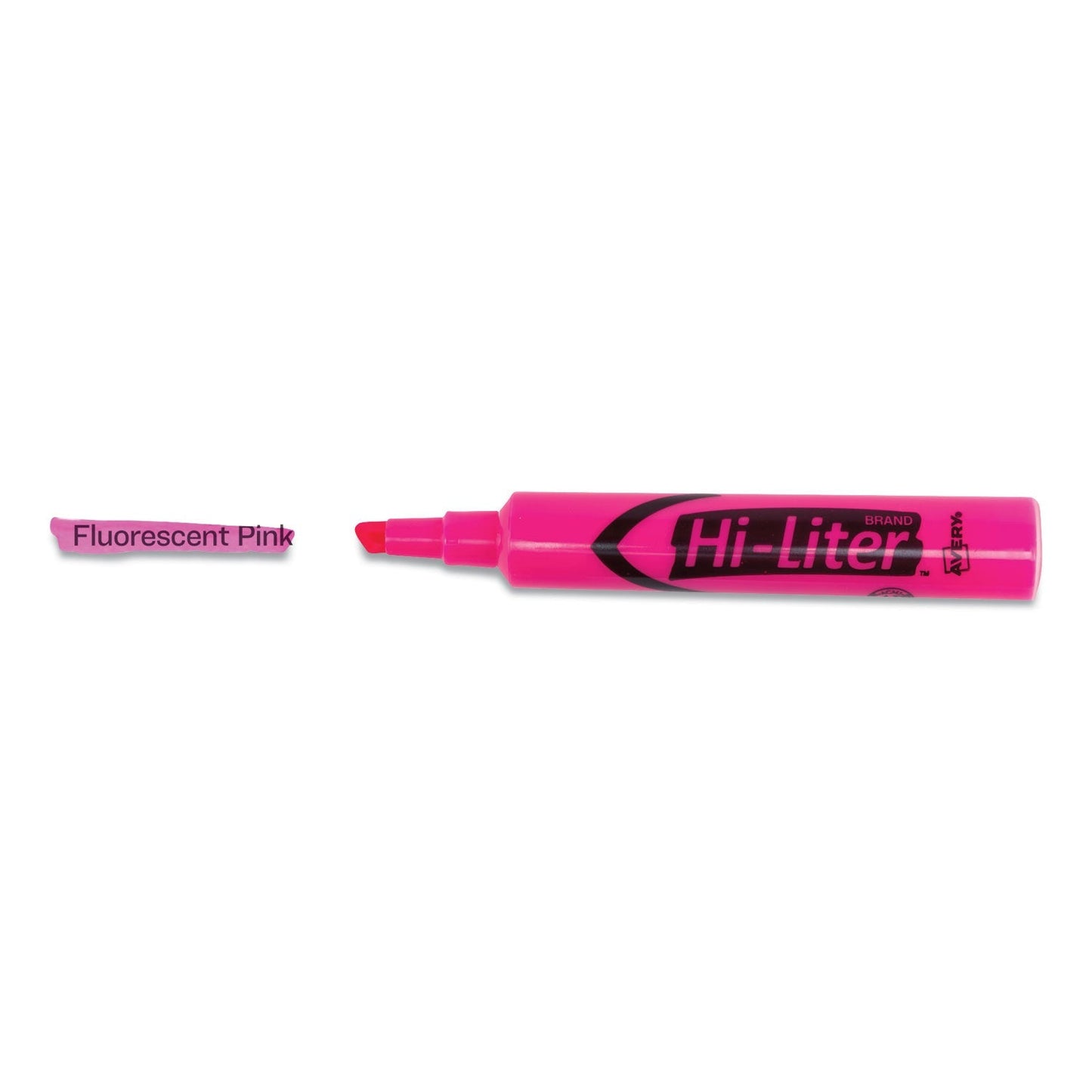 Avery HI - LITER Desk - Style Highlighters, Fluorescent Pink Ink, Chisel Tip, Pink/Black Barrel, Dozen - themonogram manor 