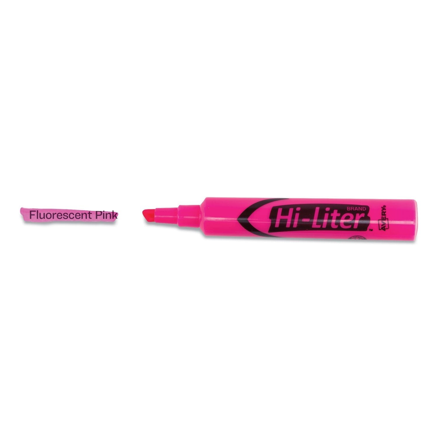 Avery HI - LITER Desk - Style Highlighters, Fluorescent Pink Ink, Chisel Tip, Pink/Black Barrel, Dozen - themonogram manor 