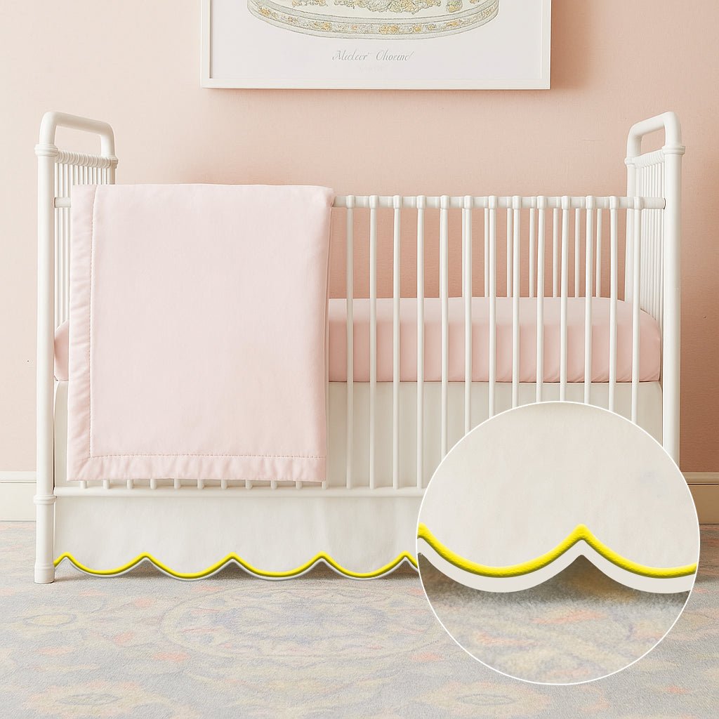 Scallop Embroidery Cotton Crib Skirt - themonogram manor 