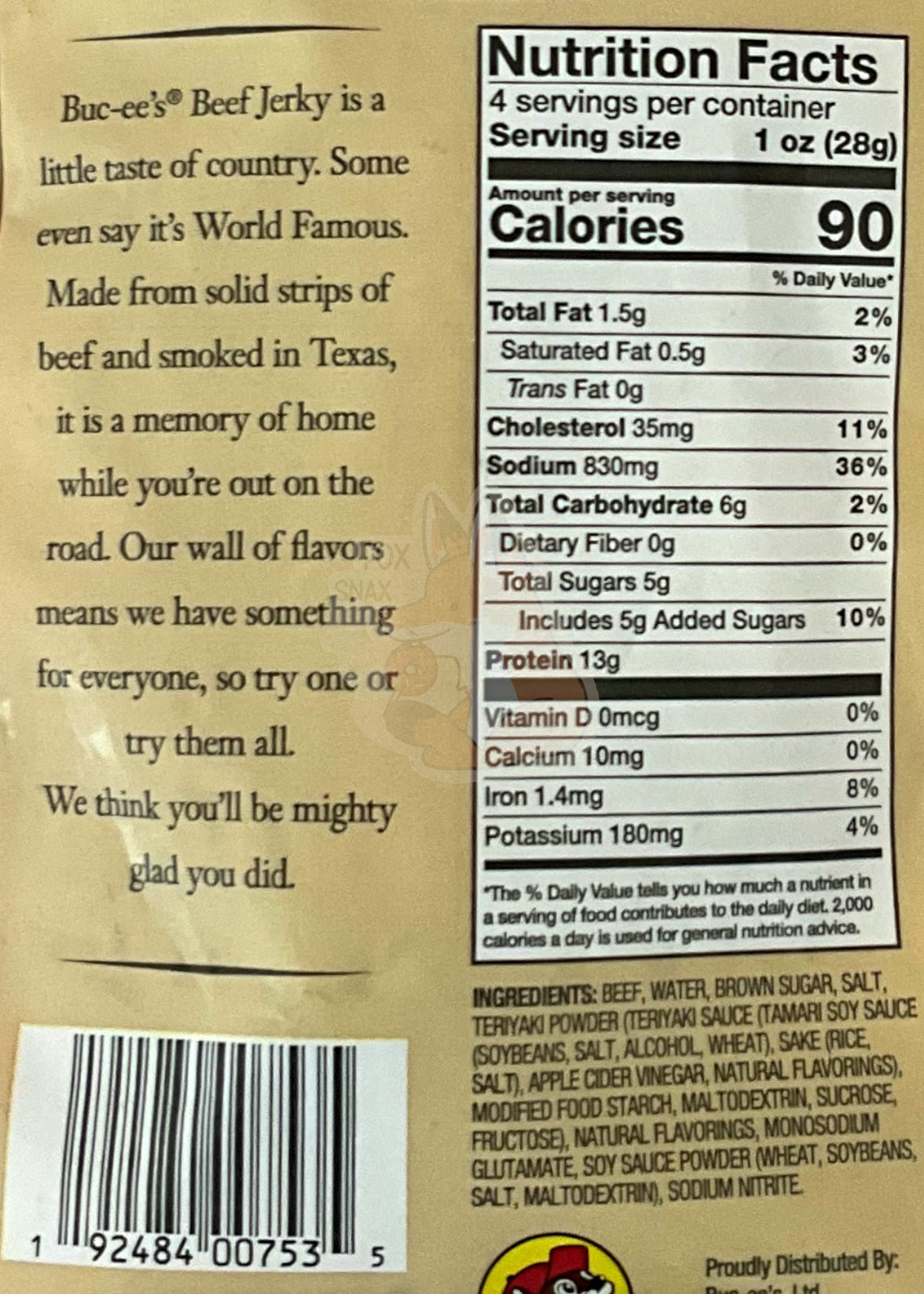 Buc - ee's Korean BBQ Beef Jerky - themonogram manor 