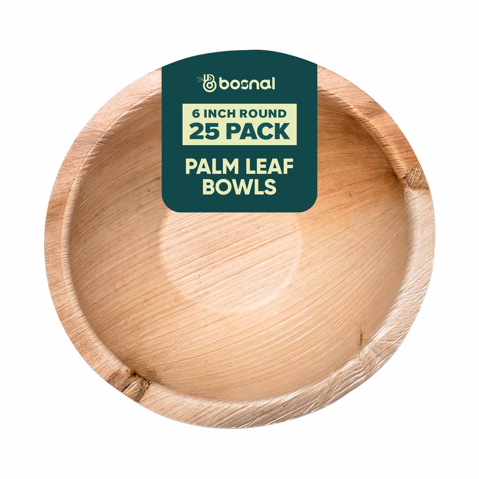 Bosnal - Palm Leaf Bowl, 6 inch, Round , 25 Pcs - themonogram manor 