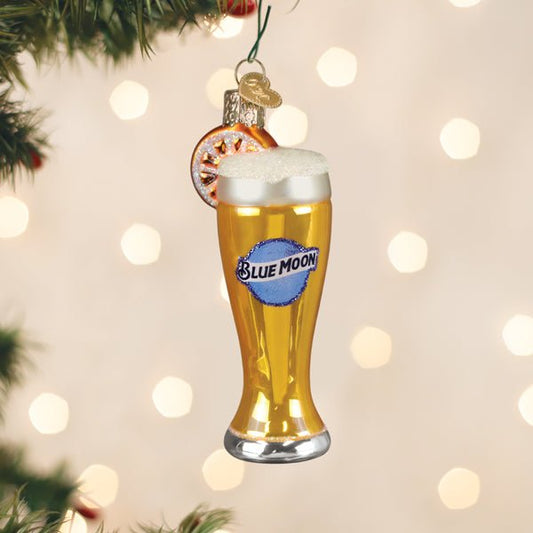 Glass Of Blue Moon Beer Ornament - themonogram manor 