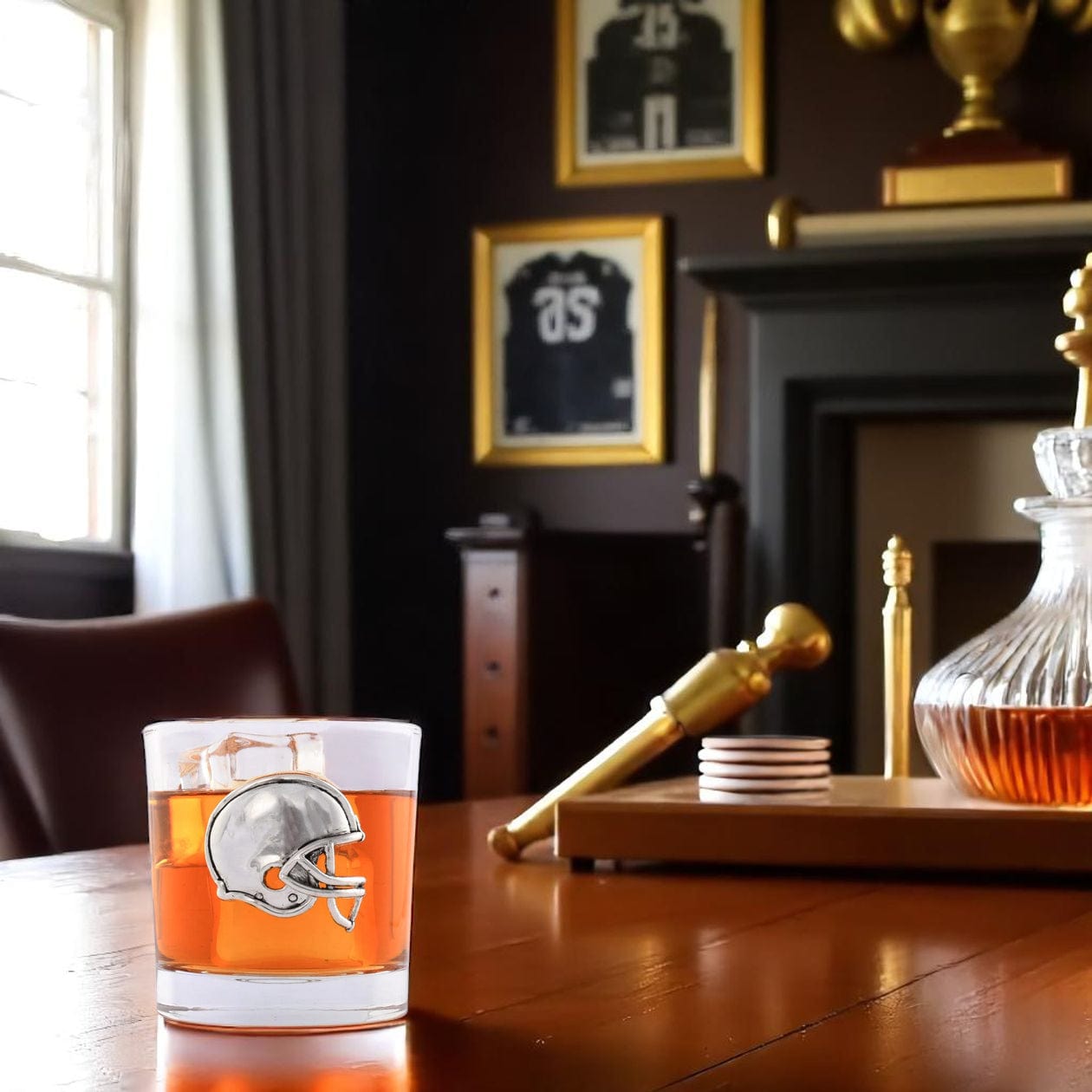 Football Helmet Bar Glasses Set of 4 - themonogram manor 
