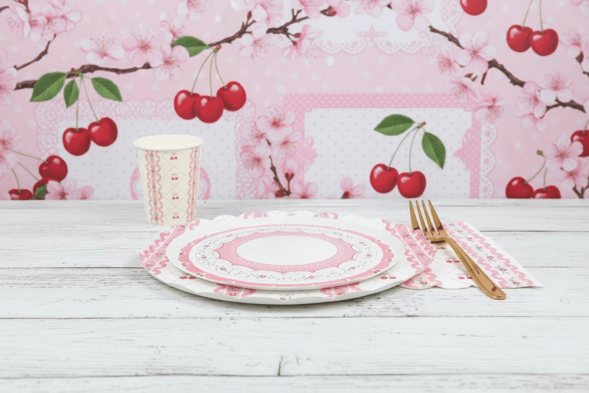 Cherry Coquette Dessert Plates 8" (8 pack) - themonogram manor 