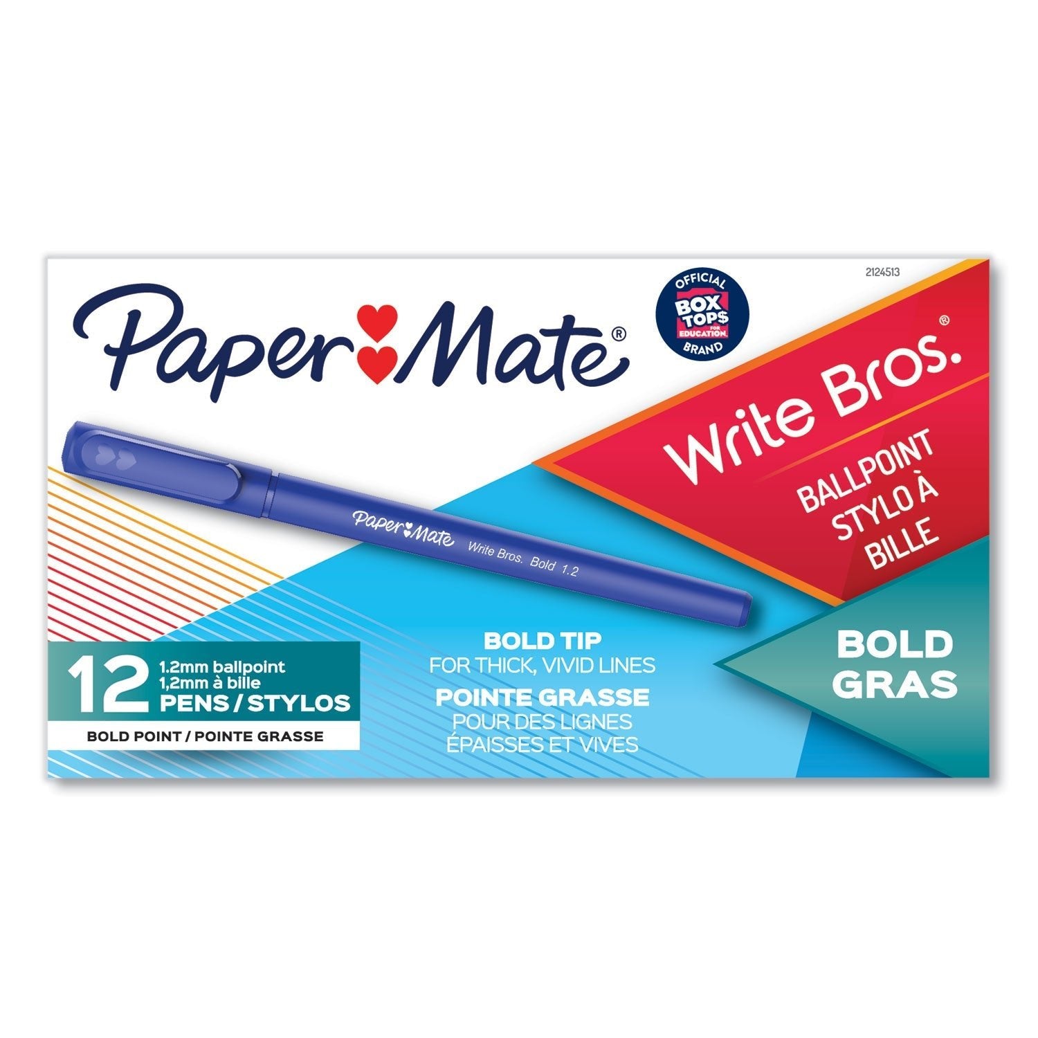 Paper Mate Write Bros. Ballpoint Pen, Stick, Bold 1.2 mm, Blue Ink, Blue Barrel, Dozen - themonogram manor 