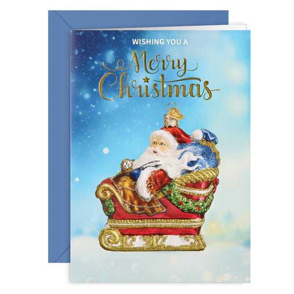 Santa In Sleigh Christmas Card - themonogram manor 