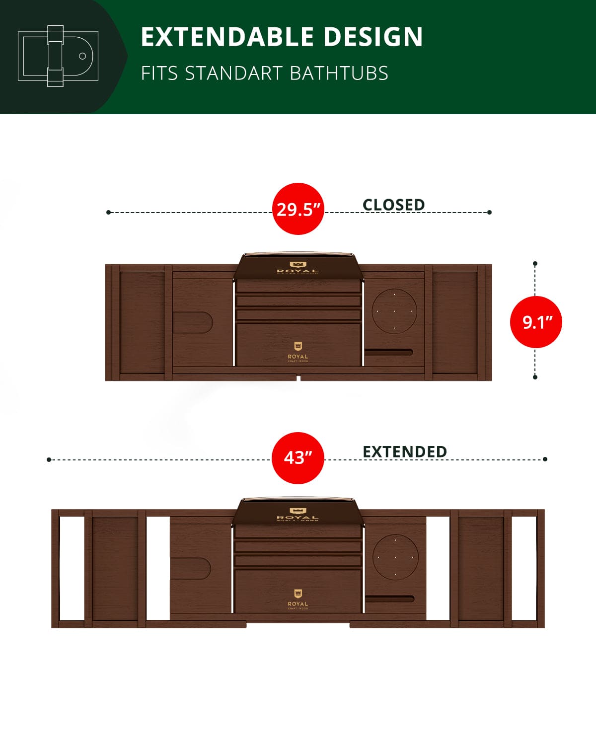 Bathtub Caddy Tray, Brown - themonogram manor 