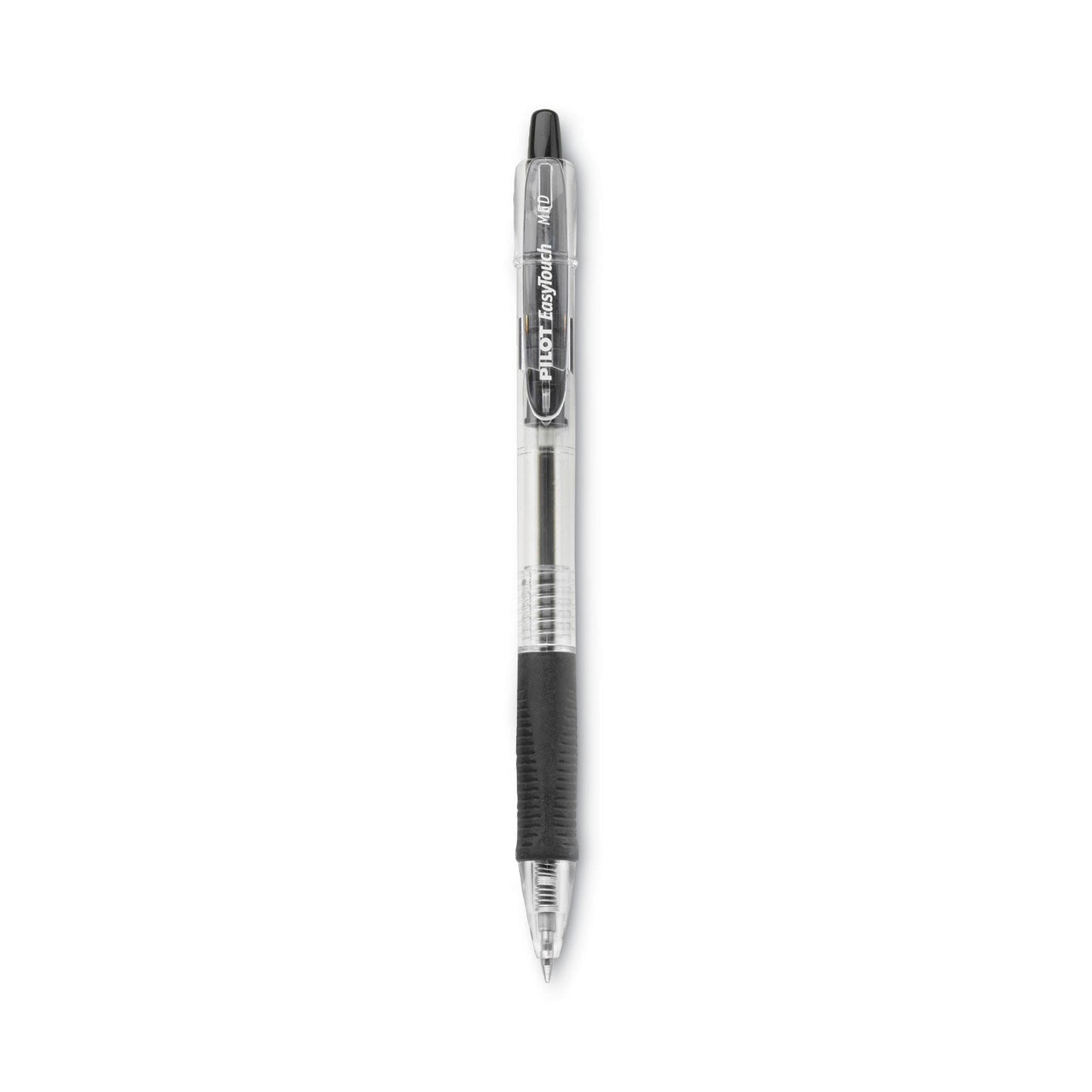 Pilot EasyTouch Ballpoint Pen, Retractable, Medium 1 mm, Black Ink, Clear Barrel, Dozen - themonogram manor 