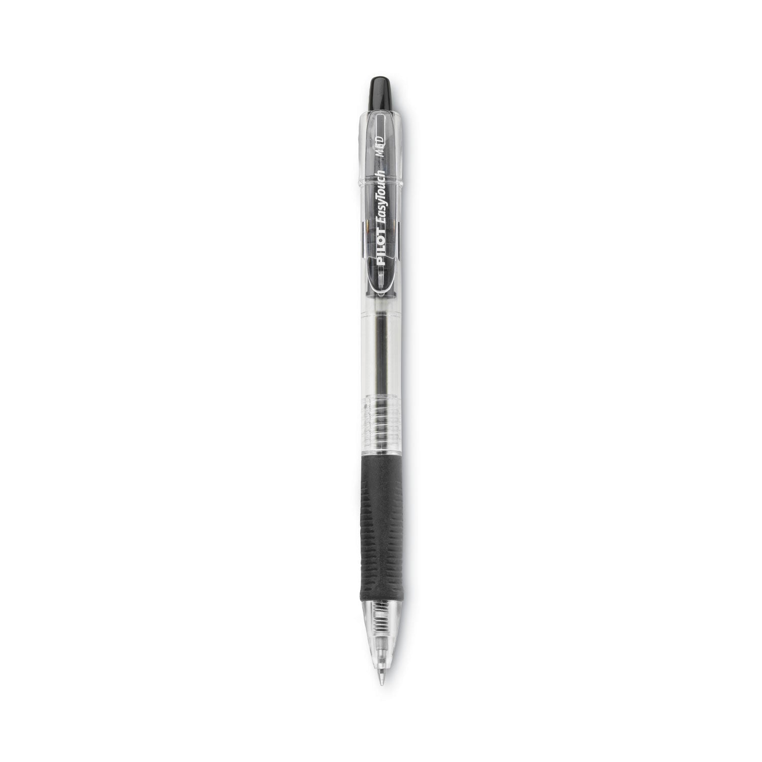 Pilot EasyTouch Ballpoint Pen, Retractable, Medium 1 mm, Black Ink, Clear Barrel, Dozen - themonogram manor 