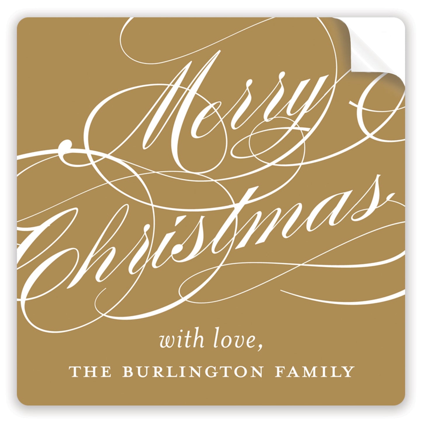 christmas script gold holiday stickers - themonogram manor 