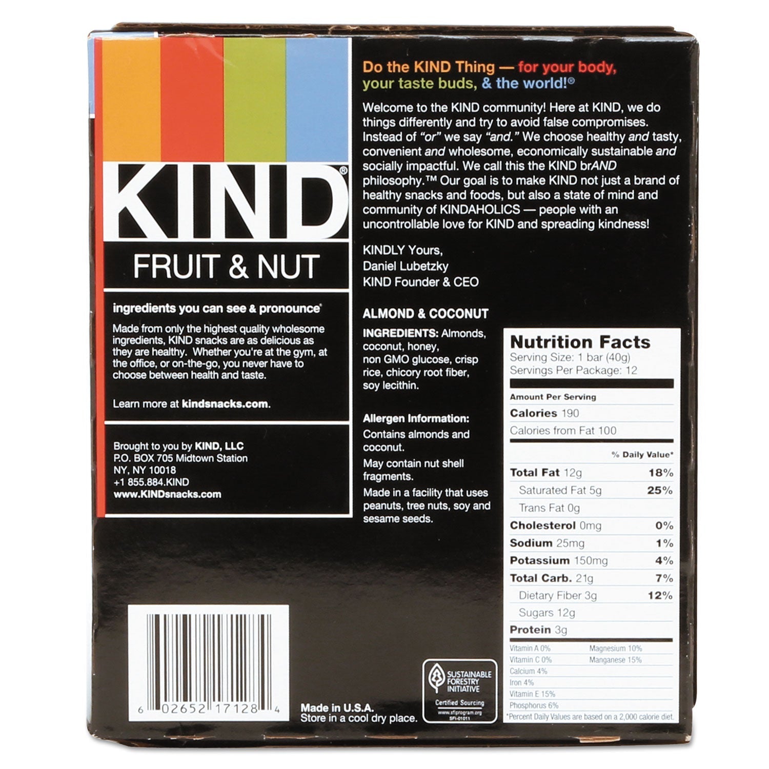 KIND Fruit and Nut Bars, Almond and Coconut, 1.4 oz, 12/Box - themonogram manor 