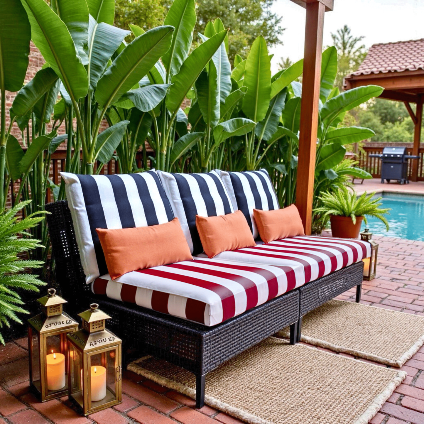 2 Pack Outdoor Pillow Covers | Black White Stripe | Compatible with IKEA Duvholmen and Kuddarna Cushions - themonogram manor 