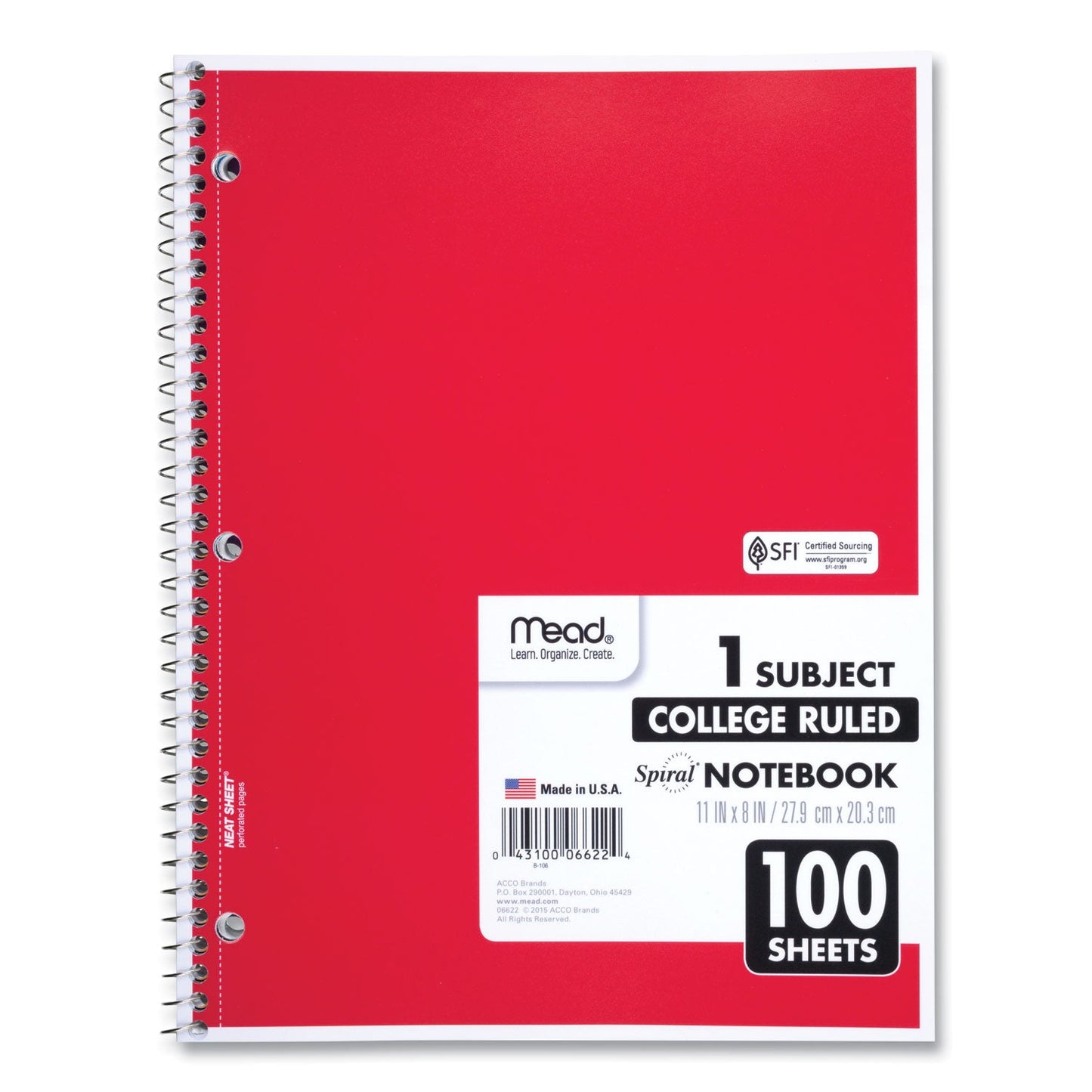 Mead Spiral Notebook, 3 - Hole Punched, 1 Subject, Medium/College Rule, Randomly Assorted Covers, 11 x 8, 100 Sheets - themonogram manor 