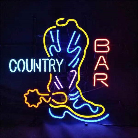 Country Bar with Cowboy Boot Neon Signs - themonogram manor 