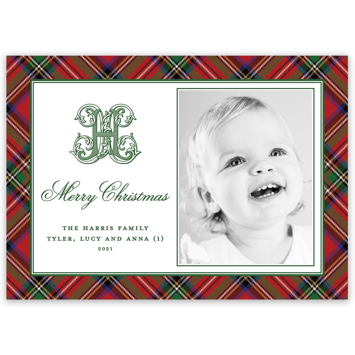 christmas tartan landscape holiday card - themonogram manor 