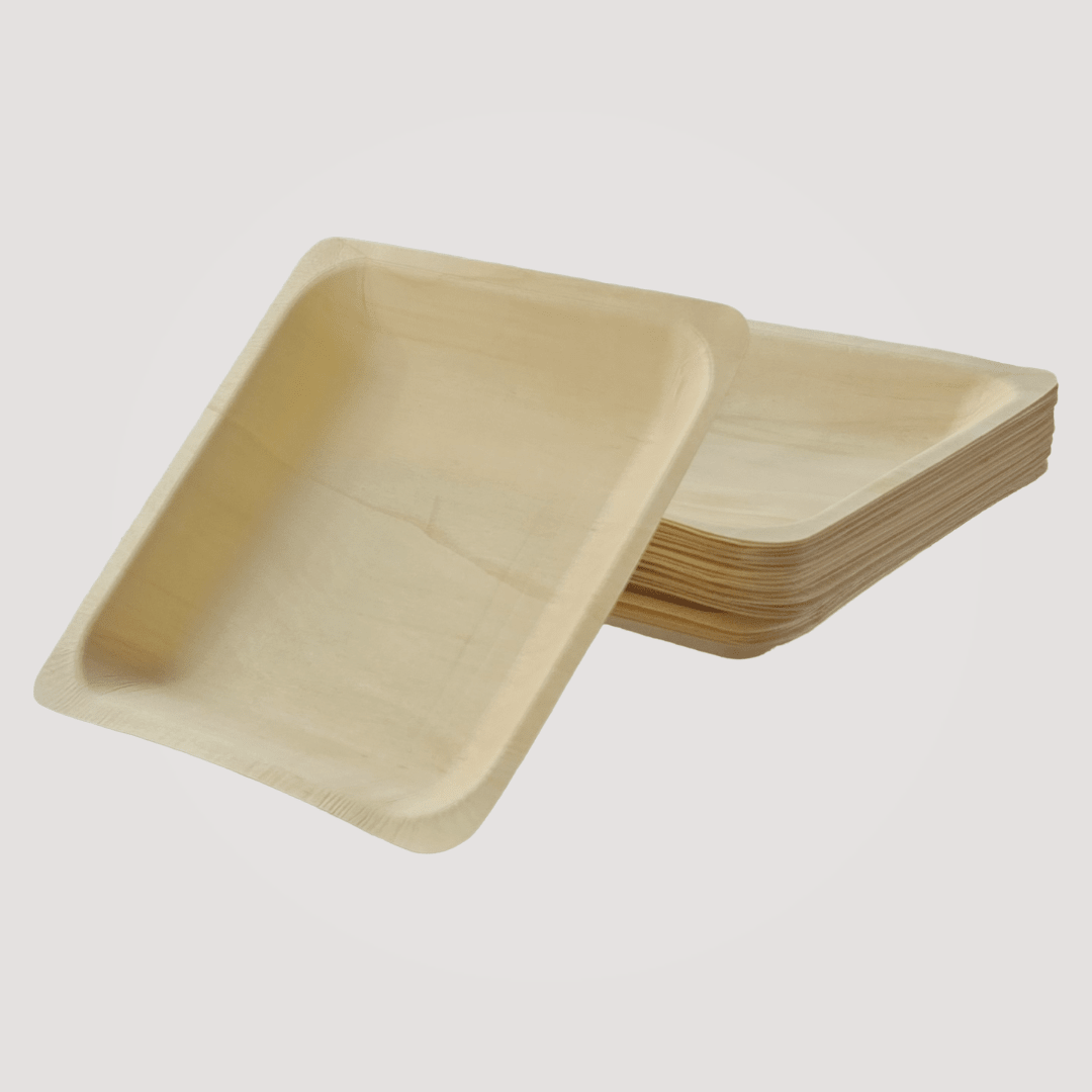 Eco Friendly Square Wooden Plate 9" X 9" (300 Pack) $0.52 each - like Bamboo and Palm leaf - themonogram manor 