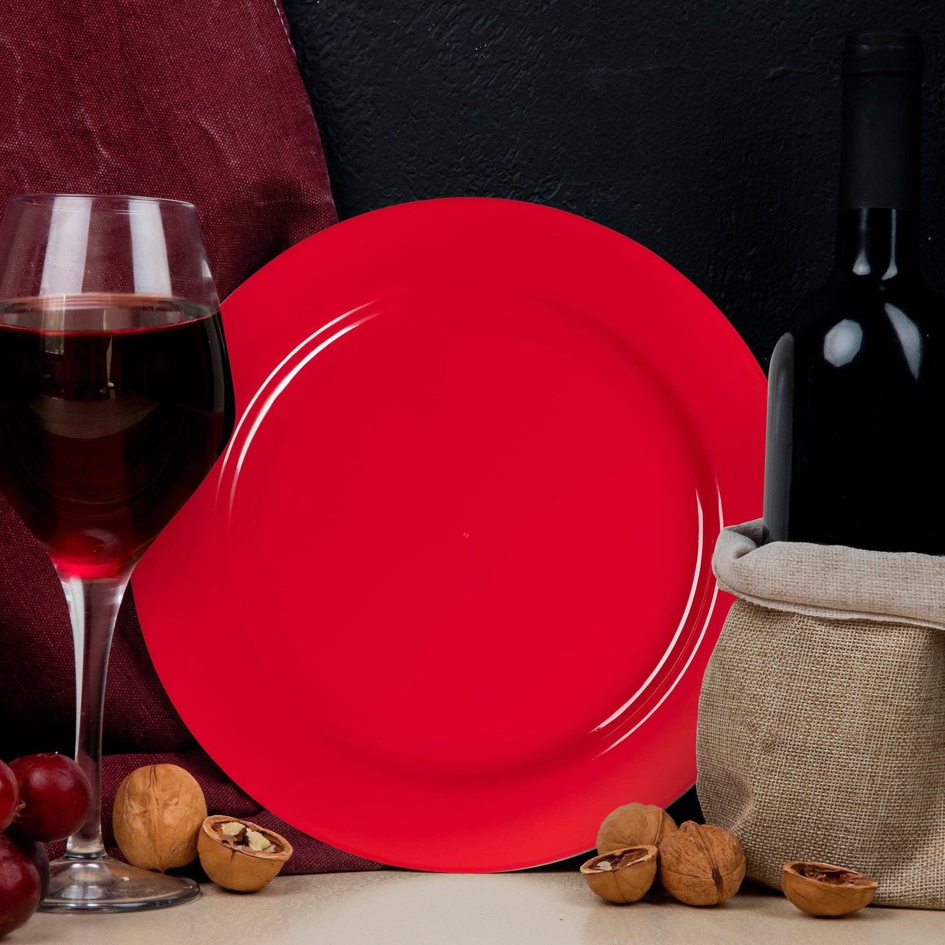 7.5" Red Holiday Plastic Appetizer/Salad Plates - 10 pcs - themonogram manor 