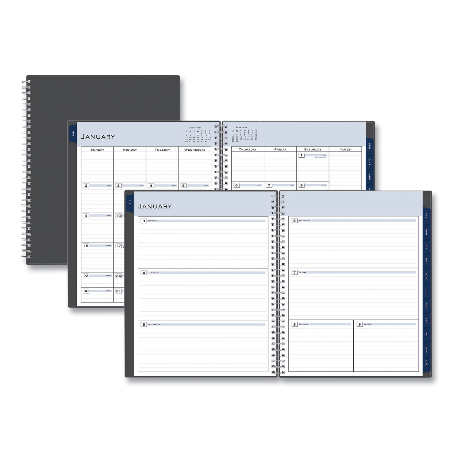 Blue Sky Passages Weekly/Monthly Planner, 11 x 8.5, Charcoal Cover, 12 - Month (Jan to Dec): 2023 - themonogram manor 