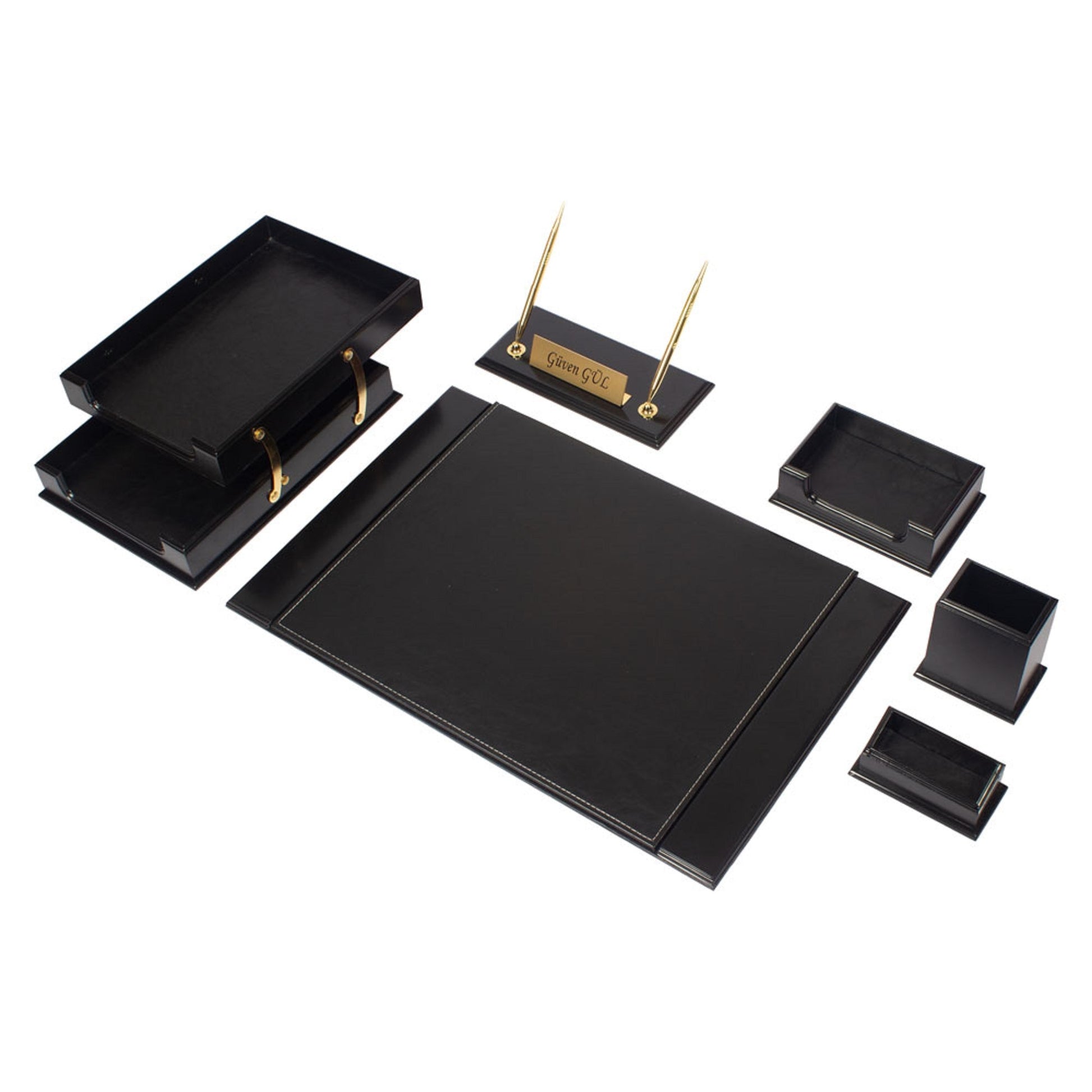 MOOG Prestige Leather Desk Organizer - 8 PCS - themonogram manor 