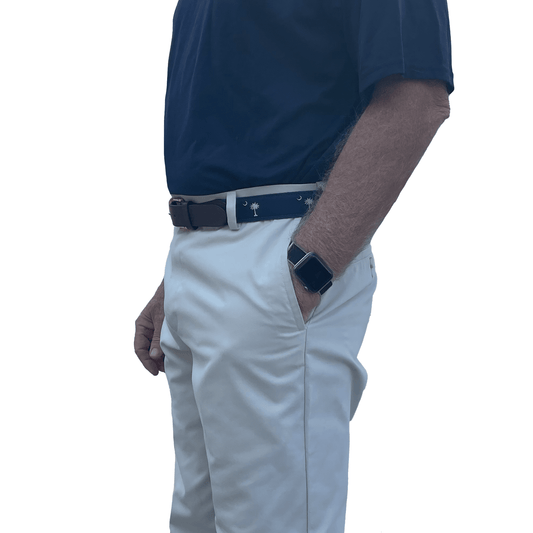 South Carolina Crescent Moon Palmetto State Flag Belt - Navy Blue - themonogram manor 