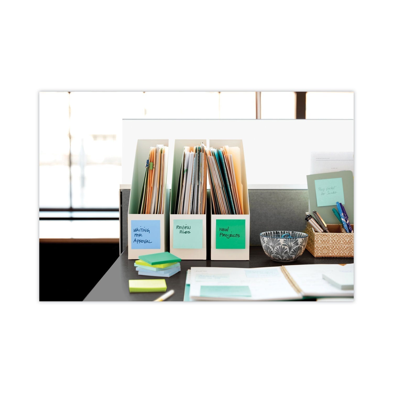 Post - it Recycled Notes in Oasis Collection Colors, Cabinet Pack, 3" x 3", 70 Sheets/Pad, 24 Pads/Pack - themonogram manor 