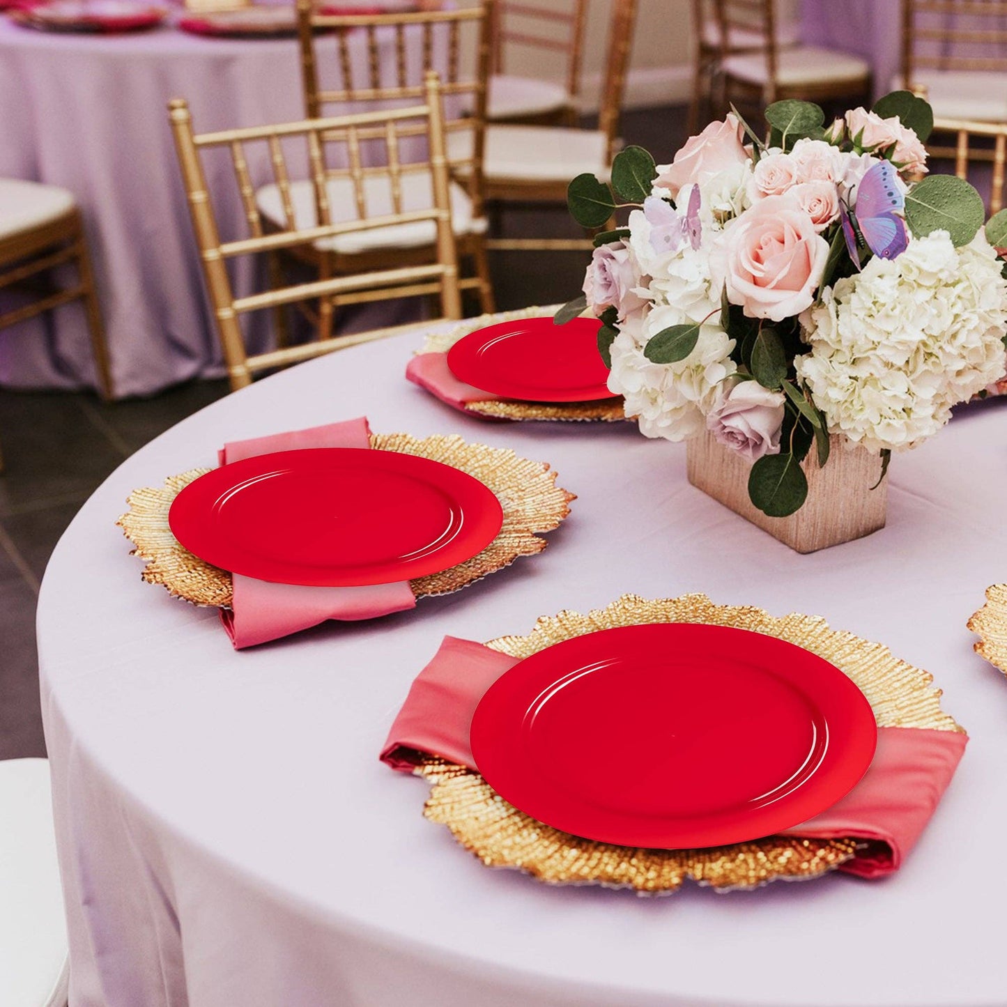 7.5" Red Holiday Plastic Appetizer/Salad Plates - 10 pcs - themonogram manor 