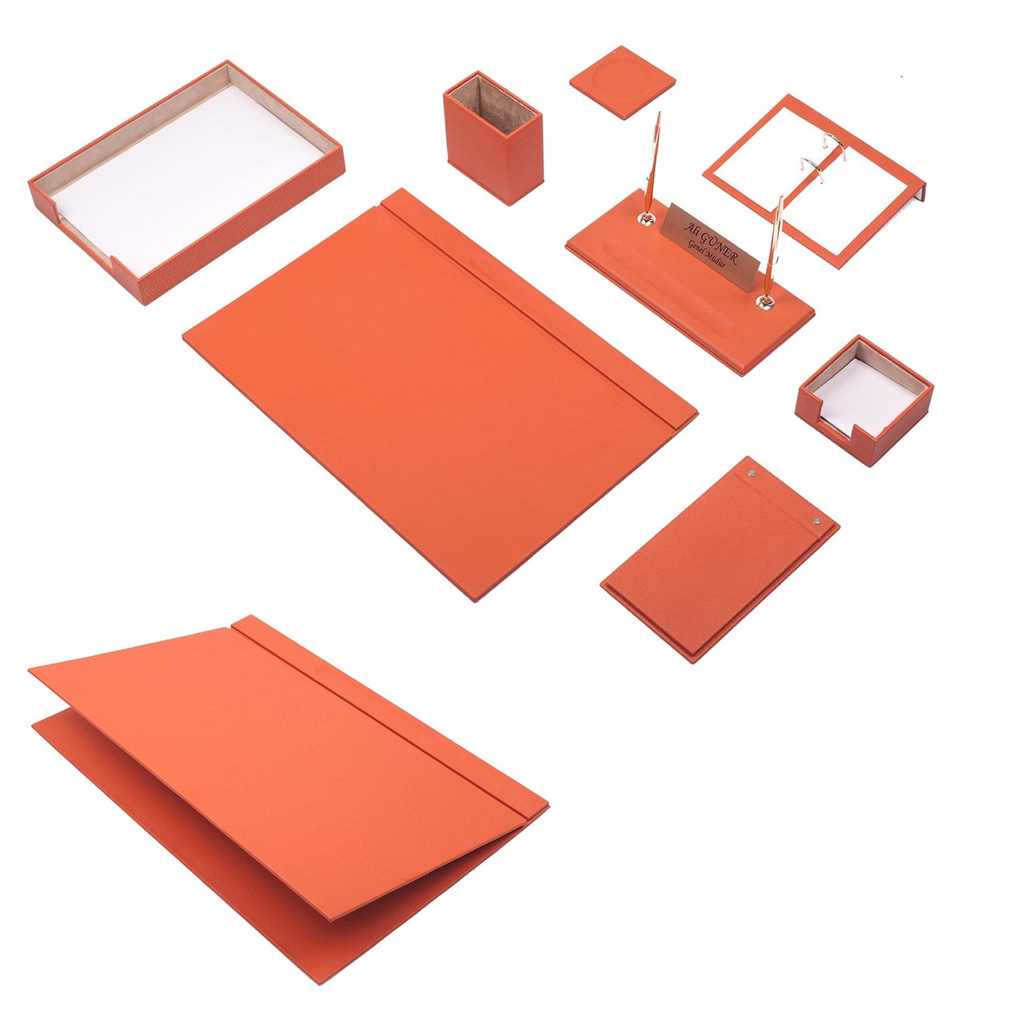 MOOG Leather Desk Set - Single Document Tray - White - 10 PCS - themonogram manor 