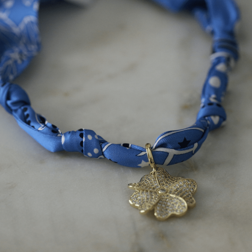 Blue Bloom Twilly Scarf Necklace - themonogram manor 